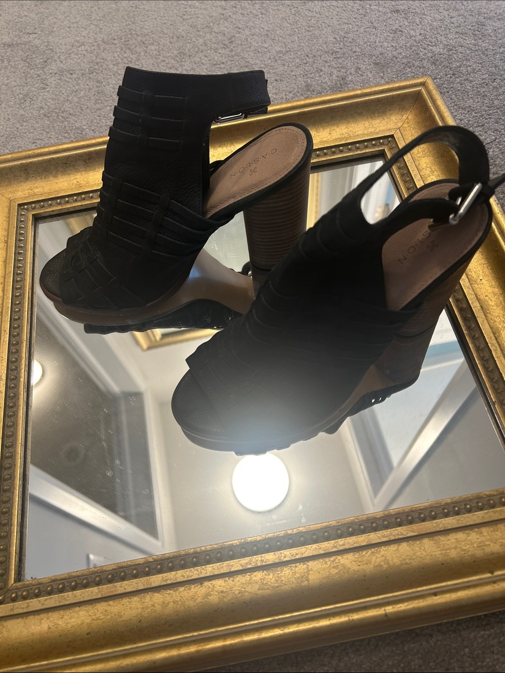Caslon Black Strappy Slingback Block Heel Sandals